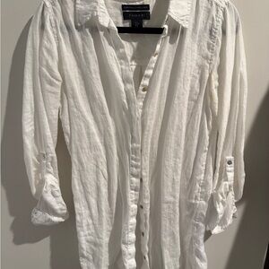 Tahari White Linen Casual Shirt